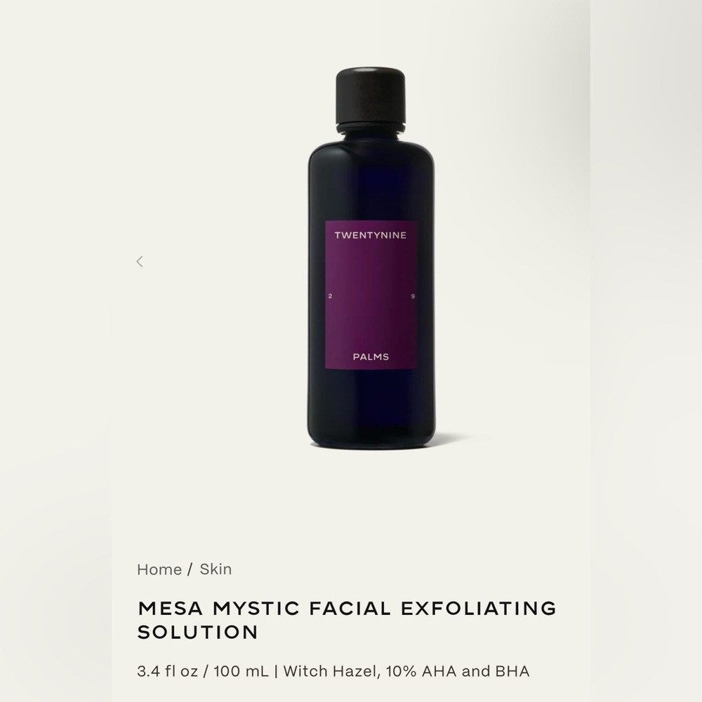 Twentynine Palms - Mesa Mystic Facial Exfoliating Solution 3.4 fl oz. NIB